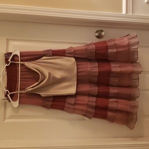 Vestique small silky cowl neck blouse & pink ruffled skirt